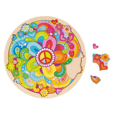 Goki Holzpuzzle Mandala Blumen – 34 Teile.