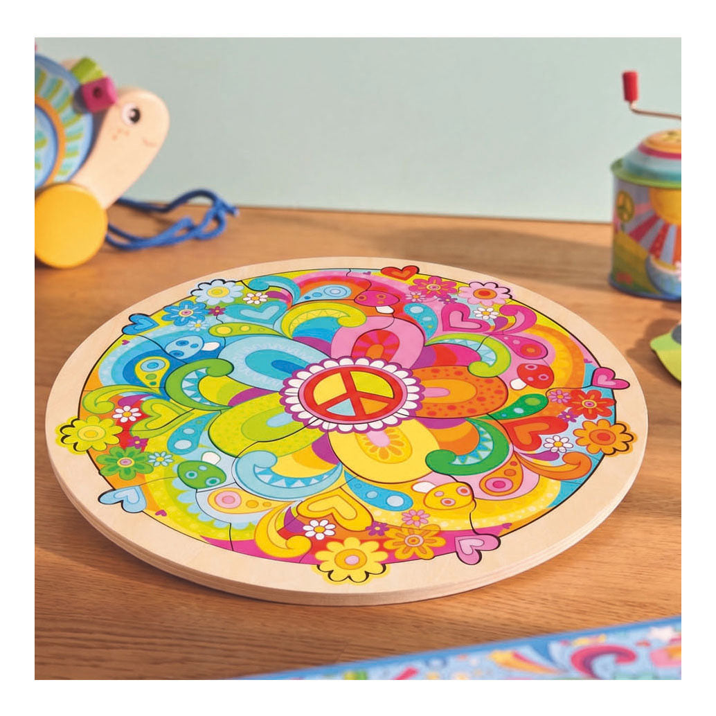 Goki Holzpuzzle Mandala Blumen – 34 Teile.