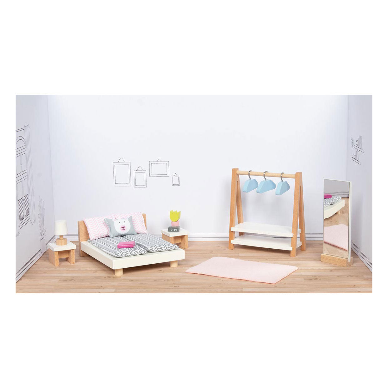 Goki Holzpuppenmöbel Schlafzimmer, 18dlg.