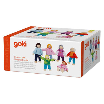 Goki Wooden Dollhouse Dolls Flexible moderne Familie, 6st.