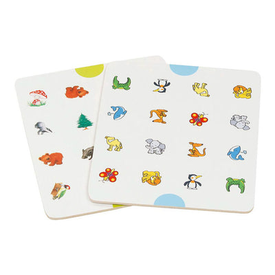 Goki -Holz -Memo spielen Tiere und Symbole, 20dlg.