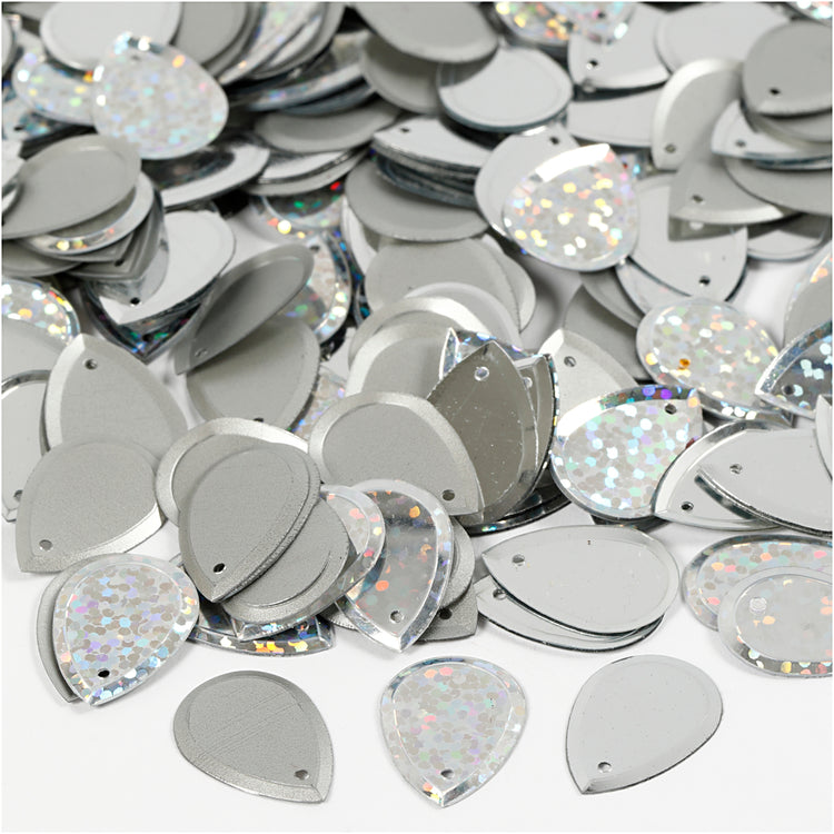 Creativ Company Pailletten, Tropfen, Größe 14x19 mm, Silber, 50 gr 1 Box