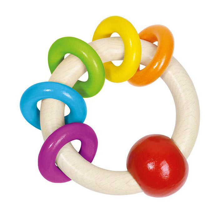 Goki -Holzgreifer mit 5 Regenbogenringen