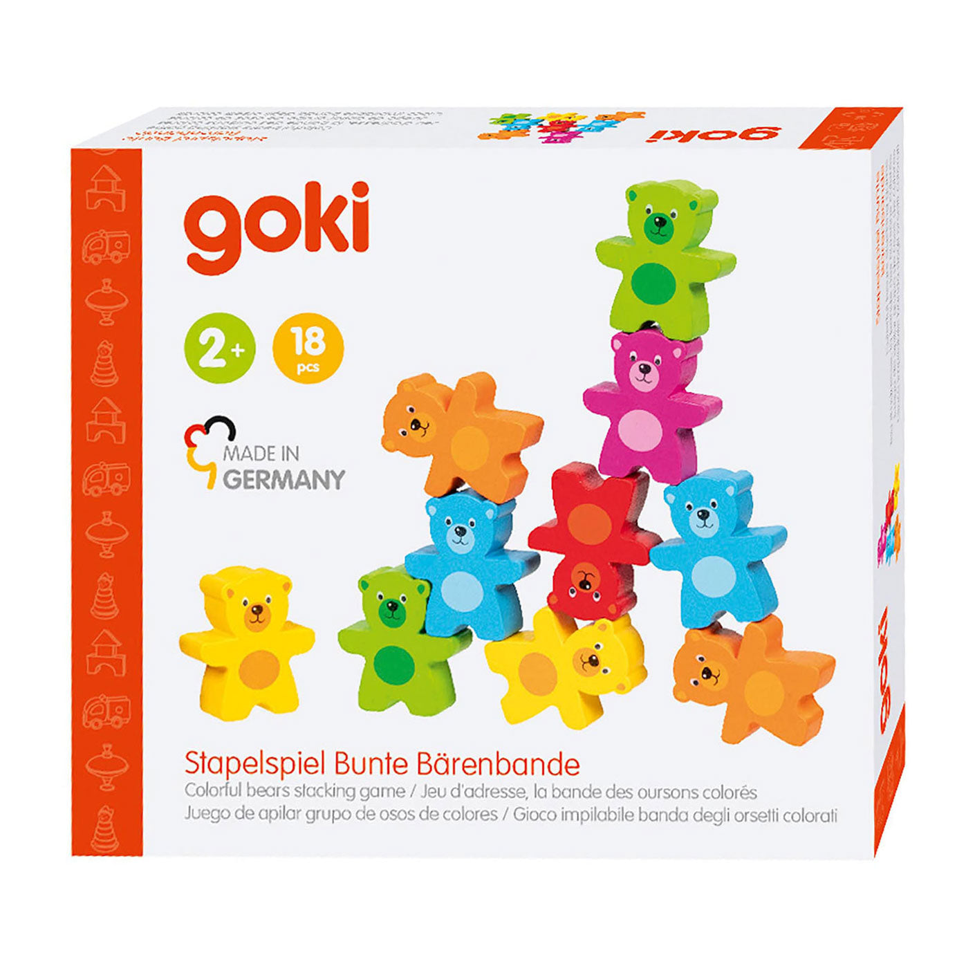 Goki -Holzfarben Bear Stapeling Game, 9dlg.