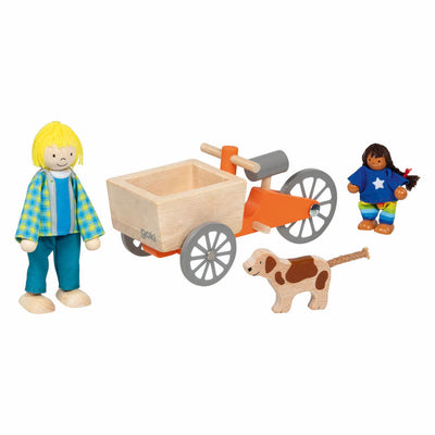 Goki Dollhouse Holzfrachtrad mit Kind und Hund