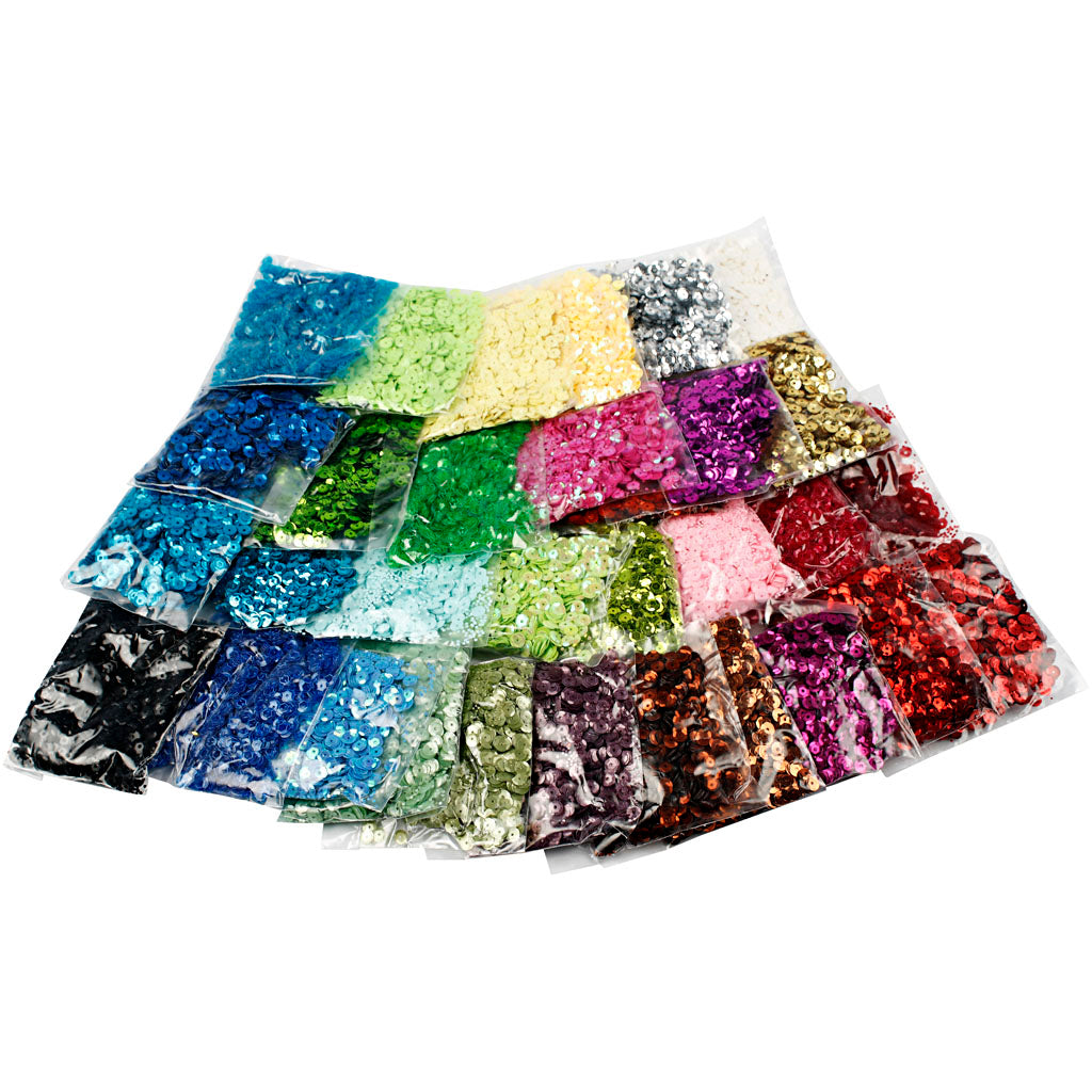 Creativ Company Pailletten, Größe 6 mm, 32x25 g 1 Box