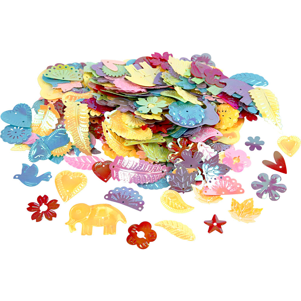 Creativ Company Pailletten, Größe 15–45 mm, Perlmuttfarben, 30 g, 1 Box