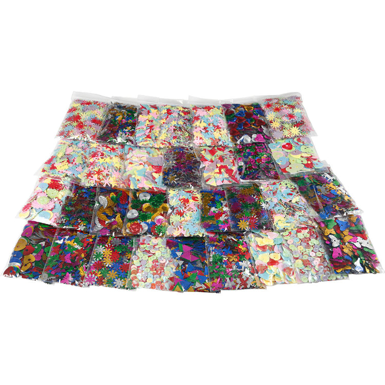 Creativ Company Multi-Pailletten-Mix, Größe 7-30 mm, verschiedene Farben, 32x25 g 1 Box