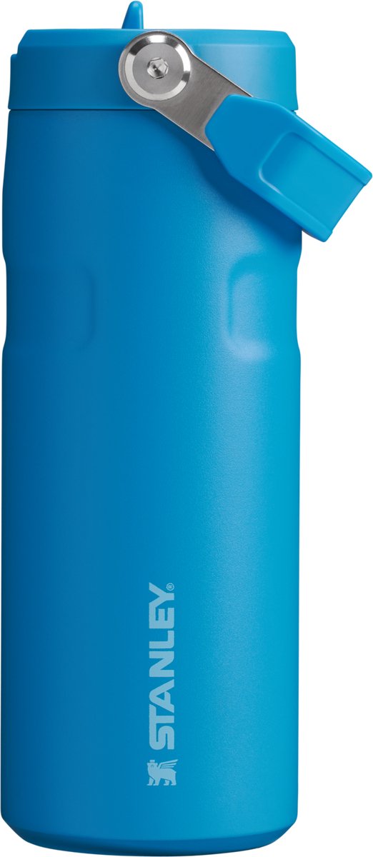 Stanley Flip Straw 2.0 Wasserflasche mit Strohhalm 0,47 l – 10 Stunden kalt – 2 Tage kalt mit Eis – Edelstahl-Trinkflasche – BPA-frei – auslaufsicher – spülmaschinenfest – Azurblau