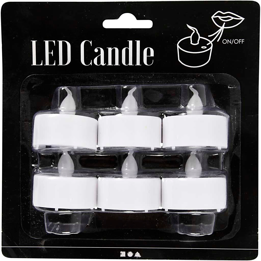 Creativ Company LED-Teelicht, H: 35 mm, T 38 mm, 6 Stück 1 Box