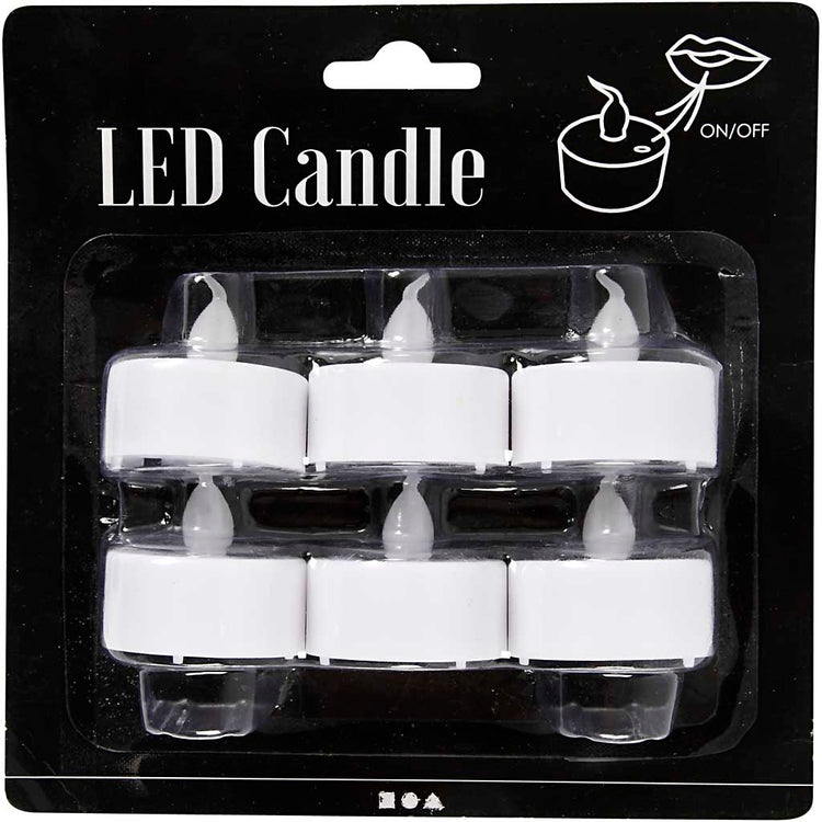 Creativ Company LED-Teelicht, H: 35 mm, T 38 mm, 6 Stück 1 Box