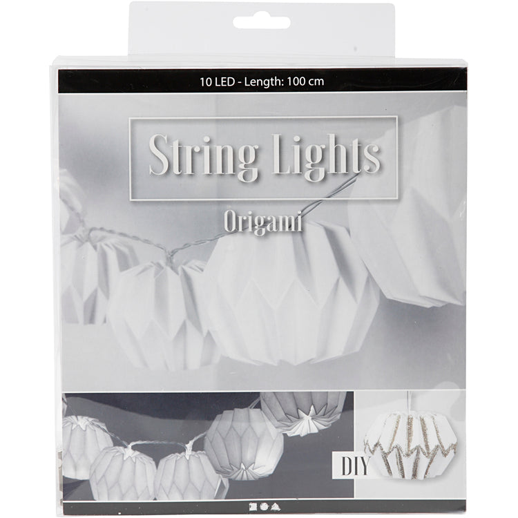Creativ Company LED-Lichterkette mit Lampenschirmen, rund, H: 55 mm, L: 100 cm, T 75 mm, weiß, 1 Stück