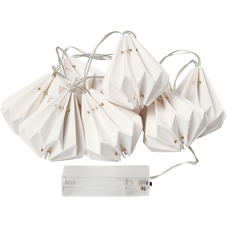 Creativ Company LED-Lichterkette mit Lampenschirmen, H: 80 mm, L: 100 cm, T 65 mm, weiß, 1 Stück