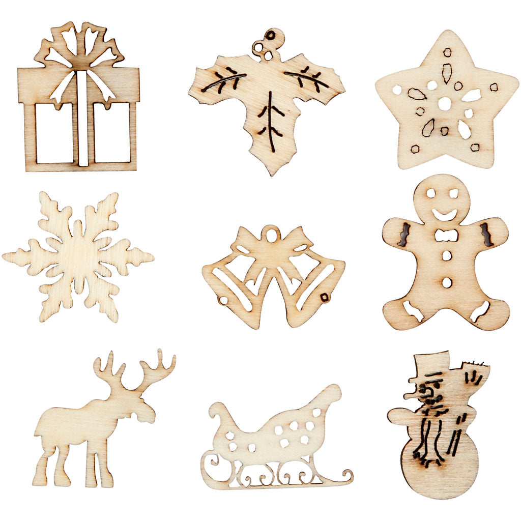 Creativ Company Holzdekoration, Weihnachten, Größe 28 mm, 45 Stück, 1 Box