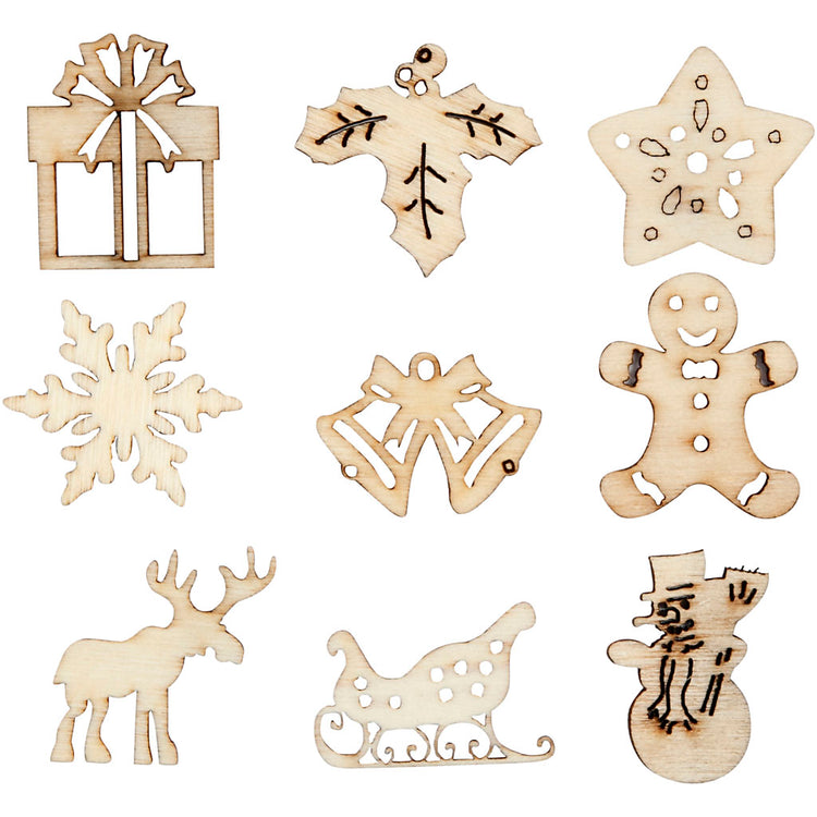 Creativ Company Holzdekoration, Weihnachten, Größe 28 mm, 45 Stück, 1 Box