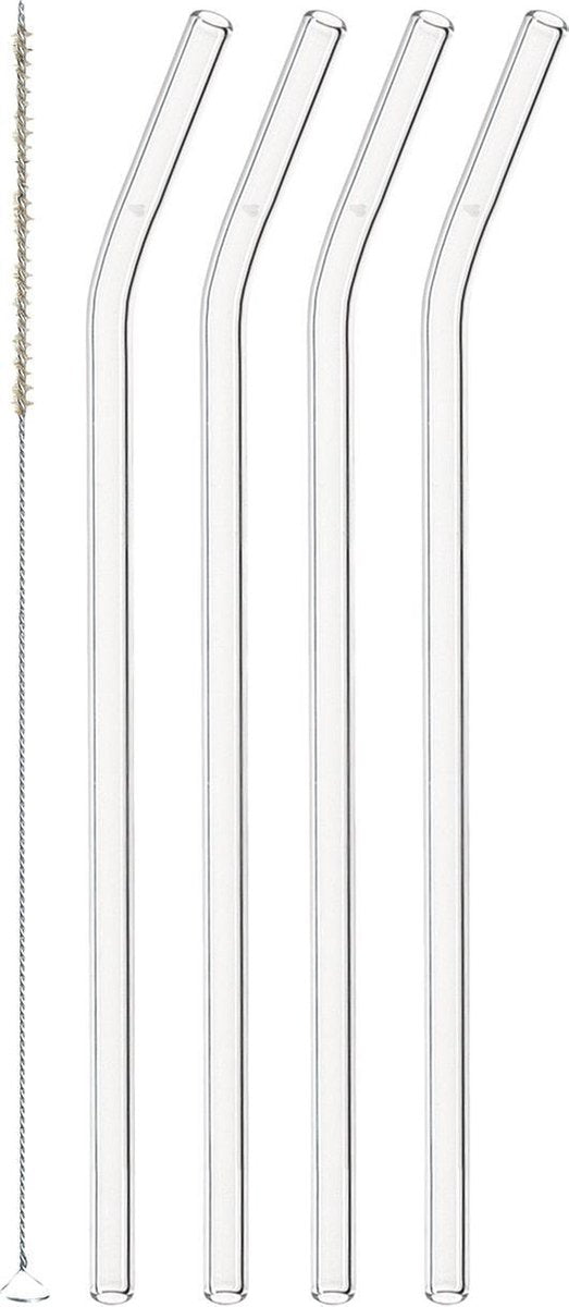 Leonardo Ciao Glasstrohhalme mit Knick - 4er Set + Bürste