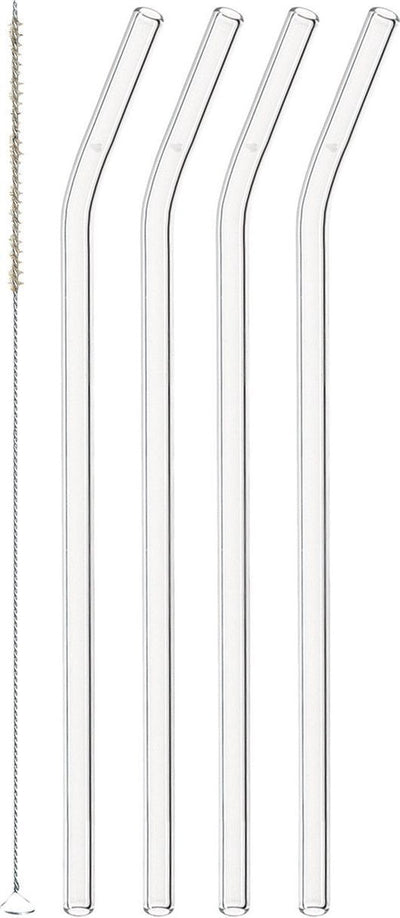 Leonardo Ciao Glasstrohhalme mit Knick - 4er Set + Bürste