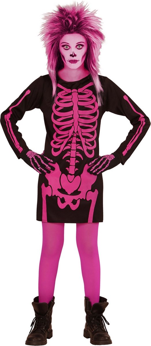 Widmann Skelettkleid rosa Kind - Größenauswahl: Größe 140