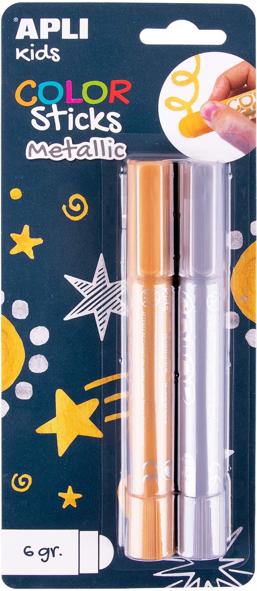 Apli Kids Malstifte Metallic Gold und Silber 6 Stück – kreative Kinderfarbe.