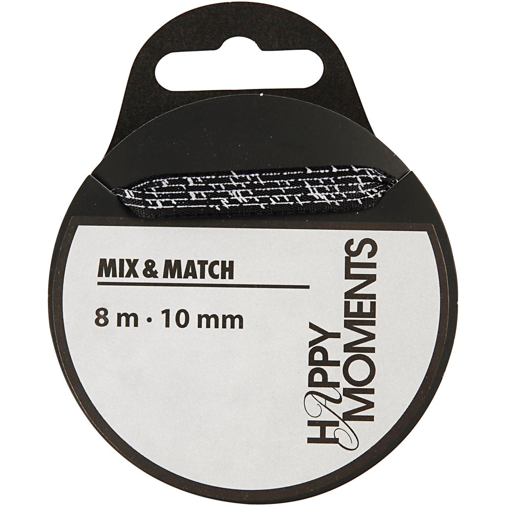 Creativ Company Satin Ribbon, B: 10 mm, schwarz, 8 m 1 Roll