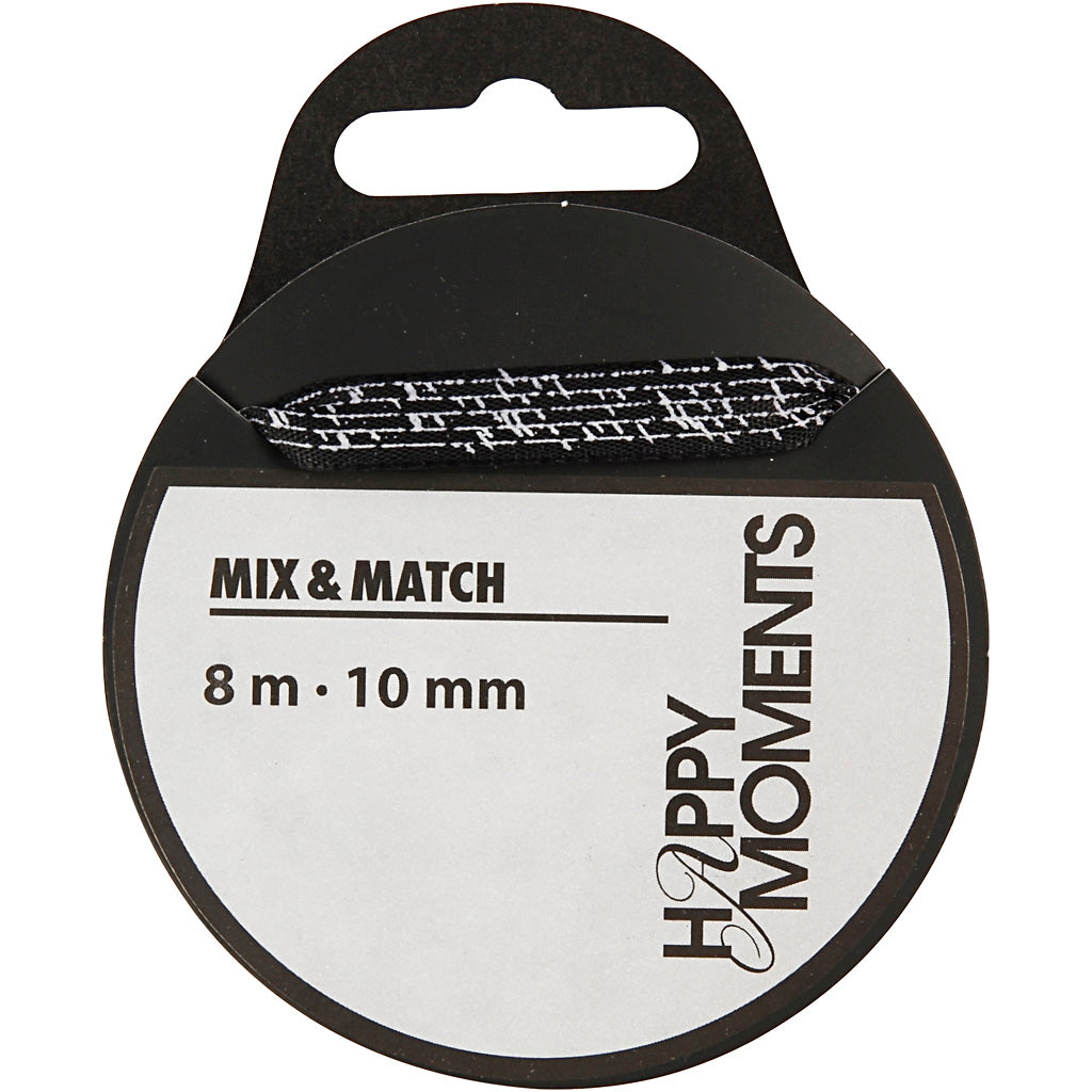 Creativ Company Satin Ribbon, B: 10 mm, schwarz, 8 m 1 Roll