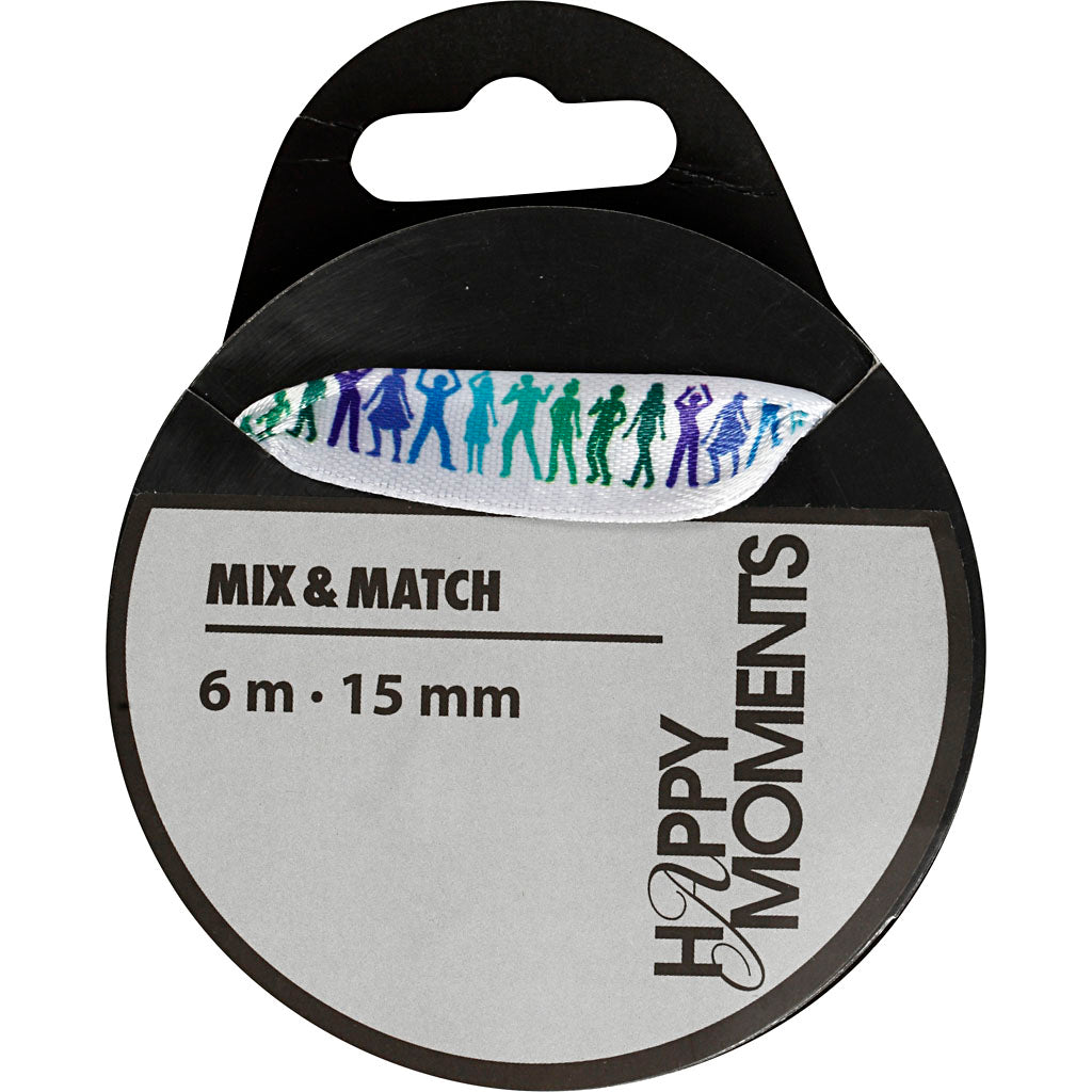 Creativ Company Satinband mit Aufdruck, B: 15 mm, hellblau, 6 m 1 Rolle