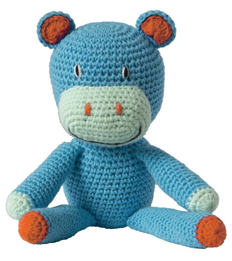 Kuscheltier gehäkeltes Nilpferd blau. 3+
