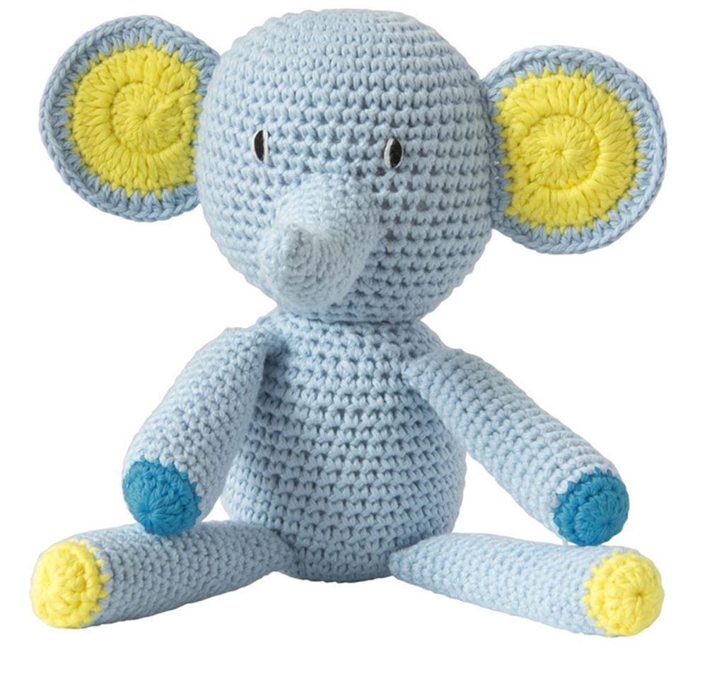 Kuscheltier gehäkelter Elefant hellblau