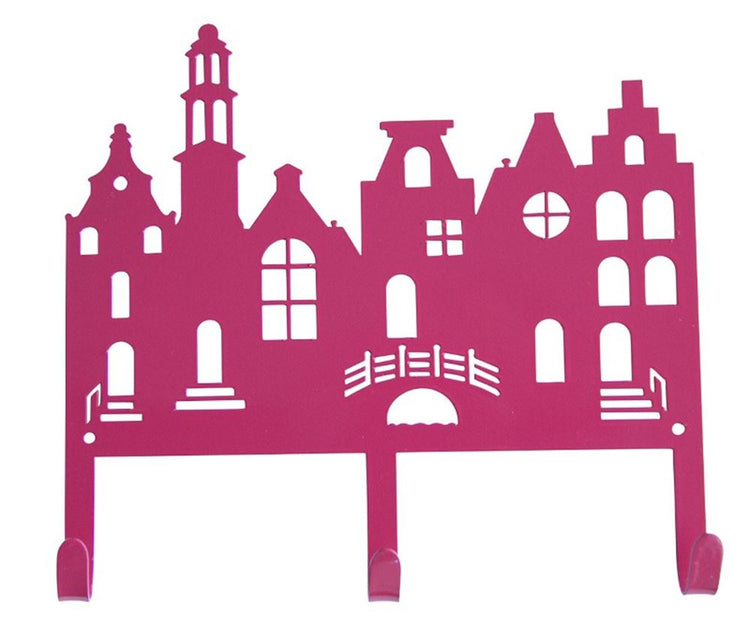 Garderobenständer aus Metall, Kanalhäuser, rot. 3+