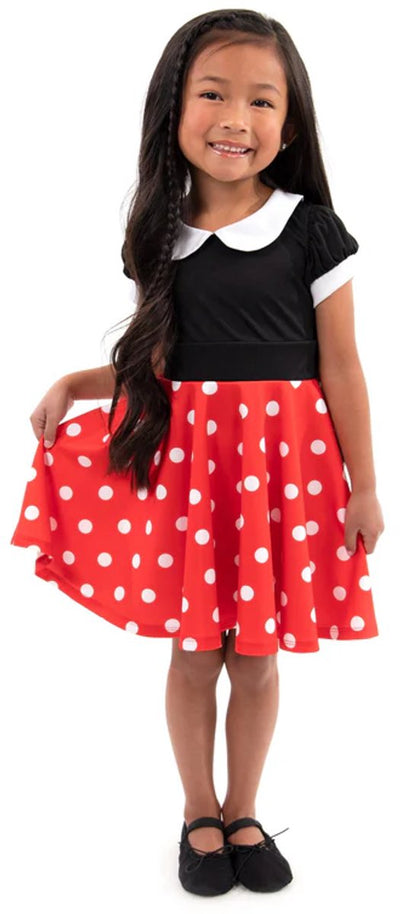 Kleine Abenteuer – Retro-Tupfen-Twirl-Kleid – Größe XL (128-134)