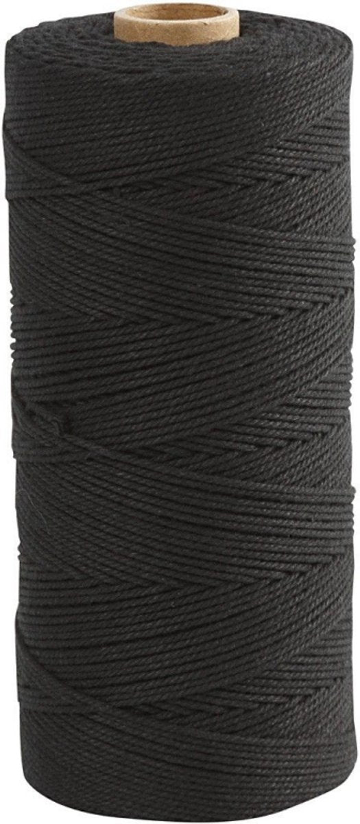 Creativ Company Makrameeschnur, L: 315 m, Stärke 1 mm, dünne Qualität 12 12, schwarz, 220 gr 1 Knäuel