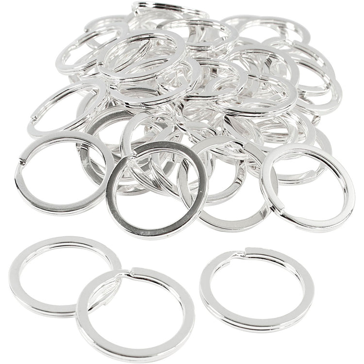 Creativ Company Schlüsselanhänger, D 28 mm, versilbert, 50 Stück 1 Box