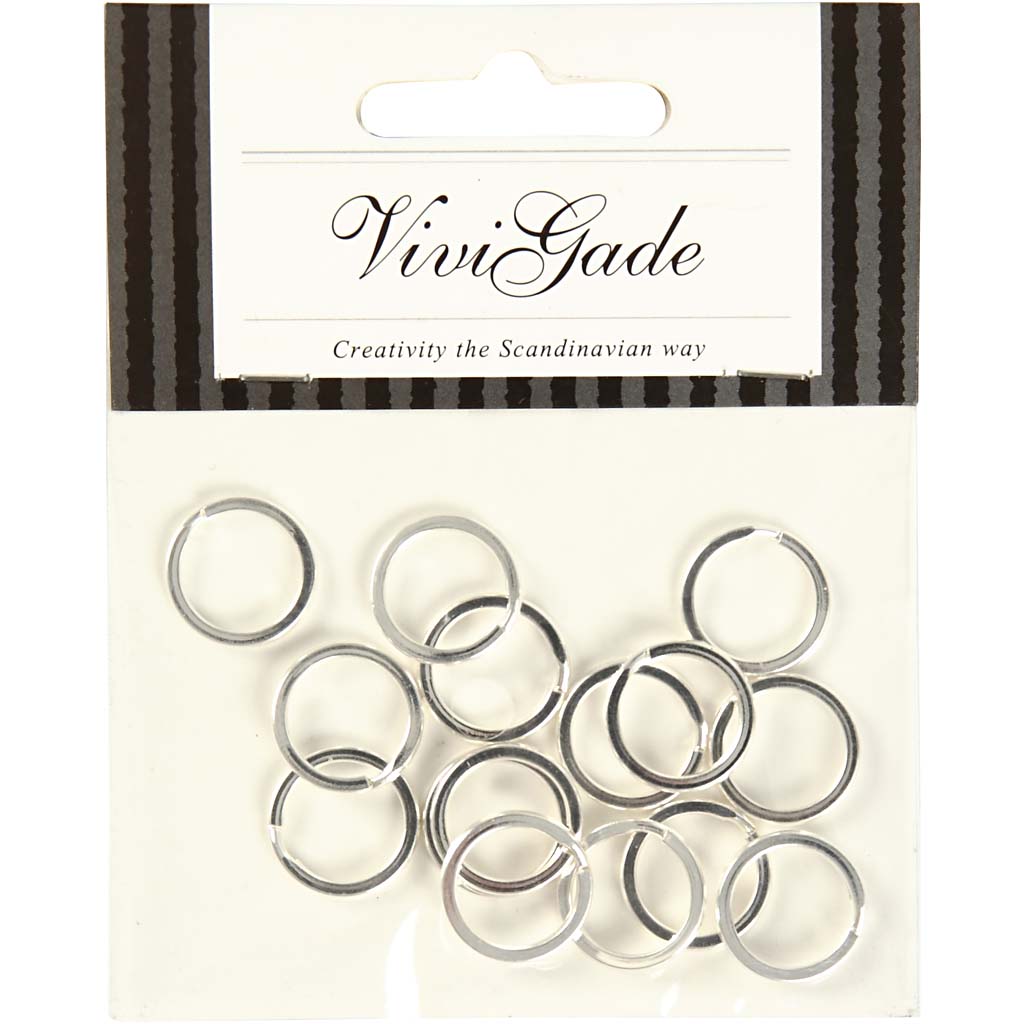 Vivi Gade Spaltring, D 15 mm, versilbert, 100 Stück, 1 Box