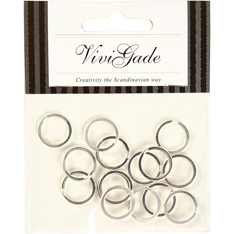 Vivi Gade Spaltring, D 15 mm, versilbert, 15 Stück 1 Box