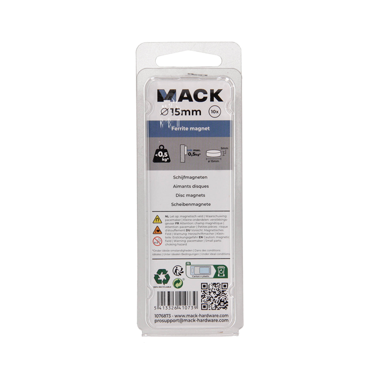 Mack 1076873 - Scheibenmagnete Ferrit 15mm - schwarz 10 Stück | 4 Stück