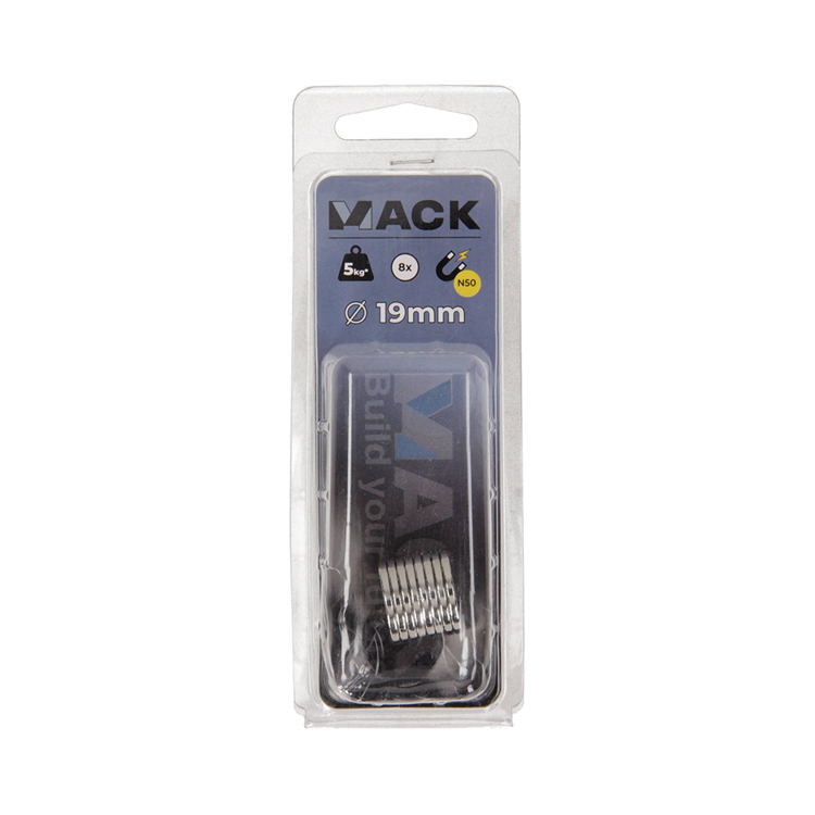 Mack 1076875 - Scheibenmagnete Neodym 19mm*2mm (n50) - Silber 8Stk | 4 Stück