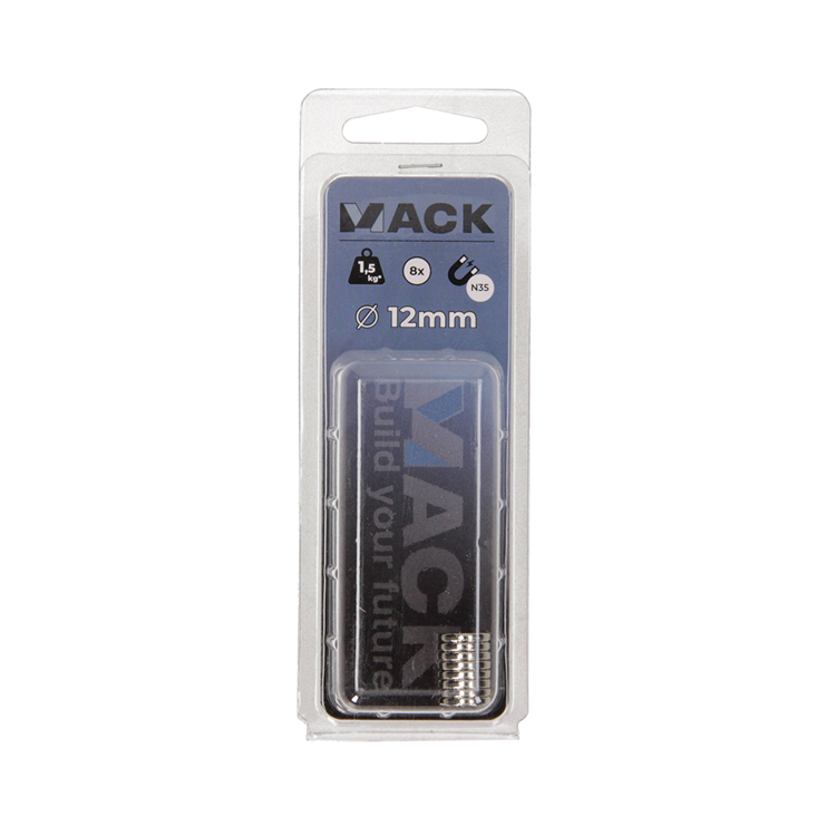 Mack 1076876 - Scheibenmagnete Neodym 12mm*2mm (n35) - Silber 8Stk | 4 Stück