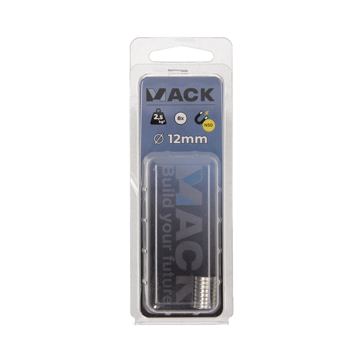 Mack 1076877 - Scheibenmagnete Neodym 12mm*2mm (n50) - Silber 8Stk | 4 Stück