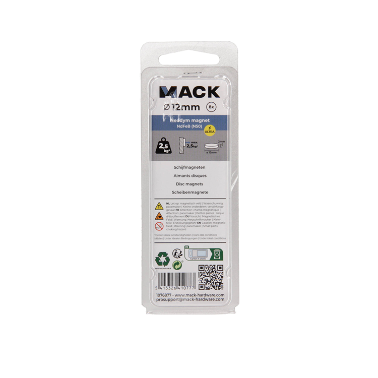 Mack 1076877 - Scheibenmagnete Neodym 12mm*2mm (n50) - Silber 8Stk | 4 Stück