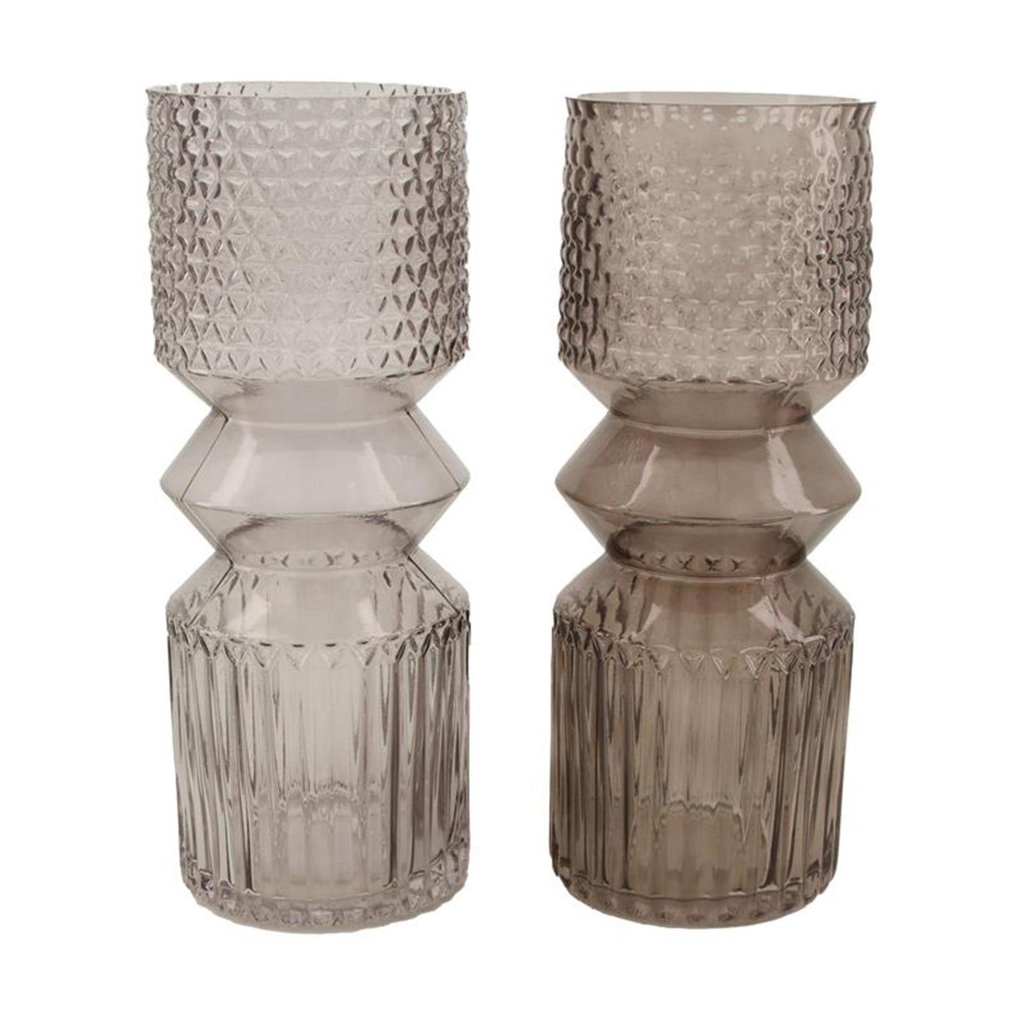 Natural Collections Vase aus Glas ø12x30cm grau gerippt Diamant
