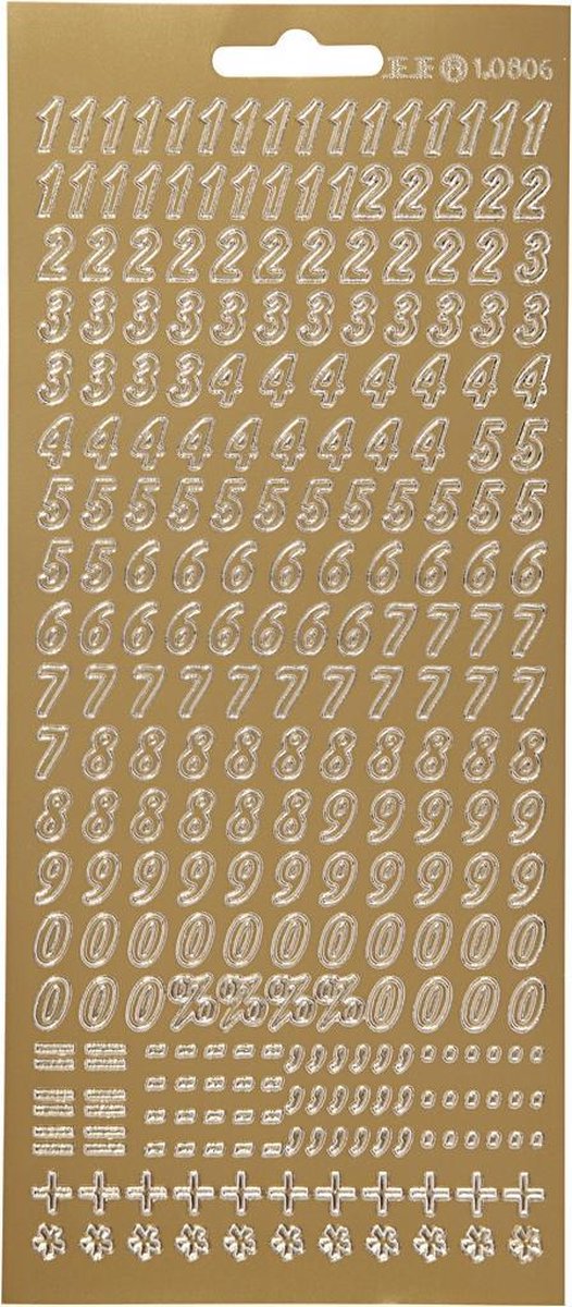 Creativ Firmenaufkleber, Zahlen, Blatt 10x23 cm, gold, 1 Blatt