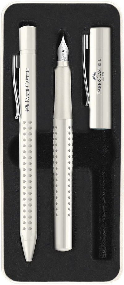 Faber-Castell Grip 2010 – Schreibset Kugelschreiber und Füllfederhalter – in Geschenkbox – Harmony Coconut Milk – FC-201527