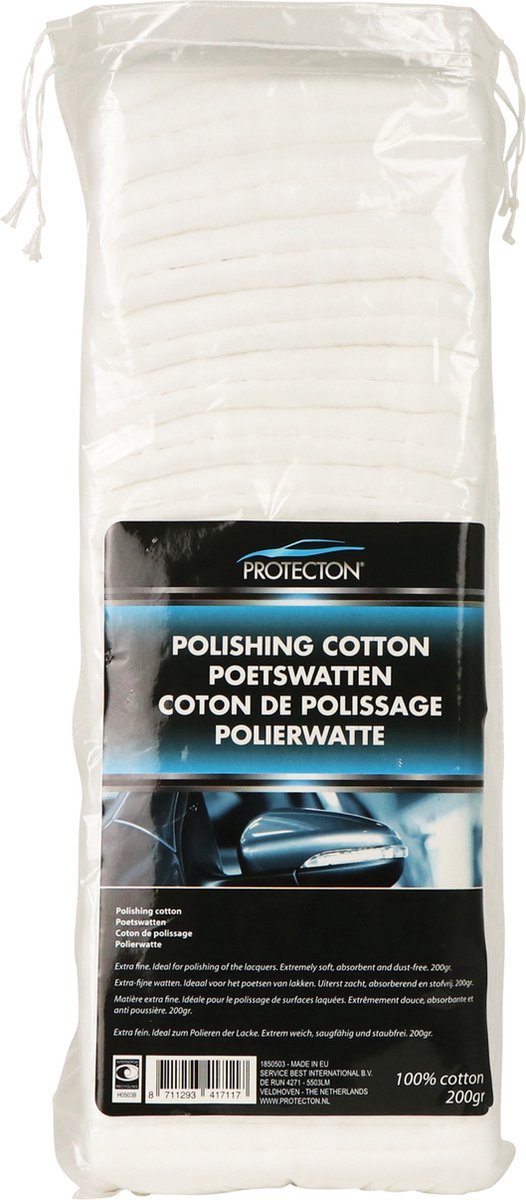 Protecton Reinigungswatte – ideal zum Ein- und Auspolieren – schonend zur zu behandelnden Oberfläche – kratzfrei – 200gr