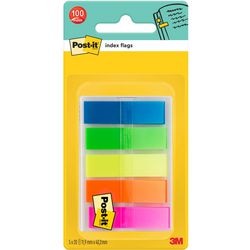 Index durchscheinendes Post-it 12x43mm 20 Tabs grün, orange, rosa, gelb, blau