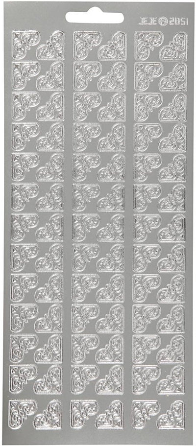 Creativ Firmenaufkleber, Ecken, Bogen 10x23 cm, silber, 1 Bogen