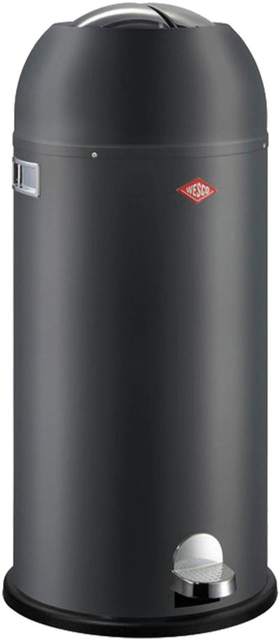 Wesco Kickmaster Maxi-Abfallbehälter | Treteimer | 40 Liter | Metall - Graphit matt | Mülleimer - hergestellt in Deutschland