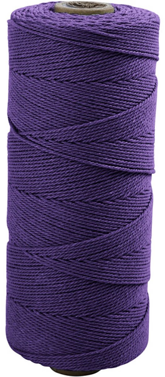 Kreativfirma Macramé Cord, L: 315 m, Dicke 1 mm, dünne Qualität 12 12, Violett, 220 g 1 Bol