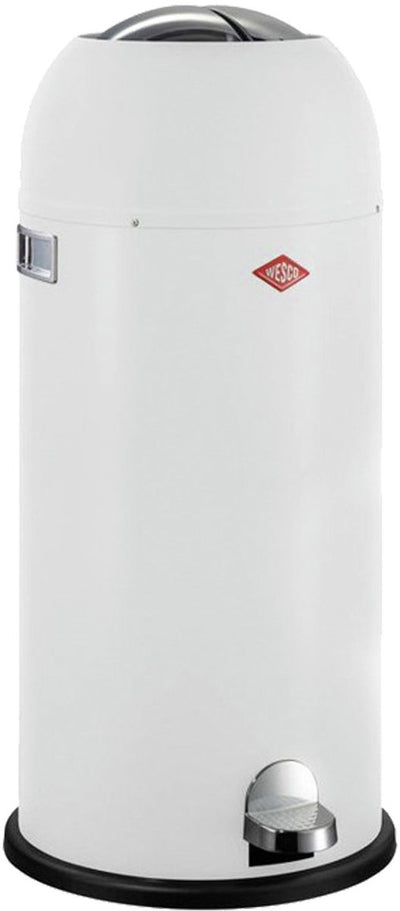 Wesco Kickmaster Maxi-Abfallbehälter | Treteimer | 40 Liter | Metall - mattweiß | Mülleimer - hergestellt in Deutschland