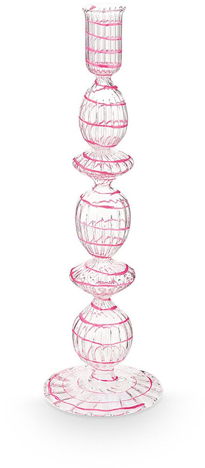 Pip Studio – Kerzenständer – Wohnaccessoires – rosa Kerzenhalter – Glaswirbel – 28 cm