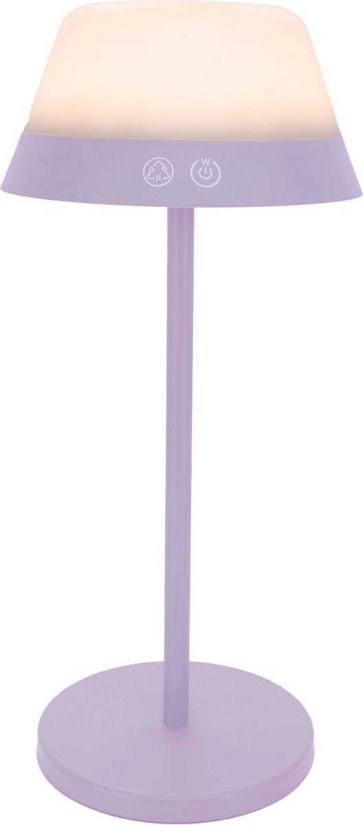 Eglo Meggiano Tischleuchte – Touchdimmer – kabellos – 32 cm – fliederweiß – verstellbares RGB-Weißlicht – wiederaufladbar – außen und innen